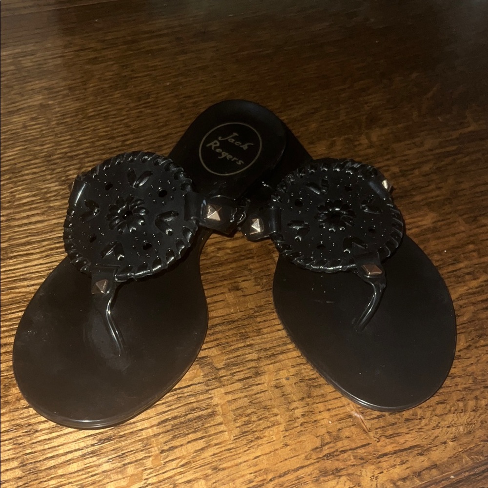 Kids Jack Rogers Black Thong Sandals